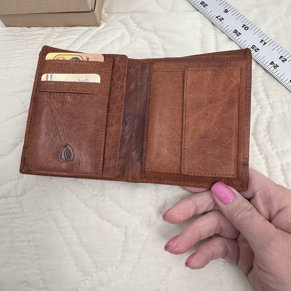 Spikes‎ & Sparrow RFID Protected Leather Wallet Brown Trifold Card Holder Mens